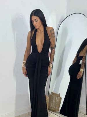 Vestido Fruncido Largo