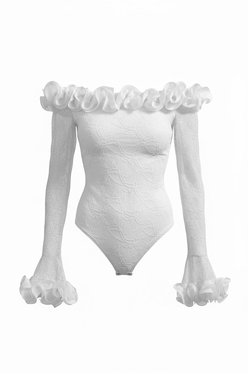 Body Encaje Flores Blanco