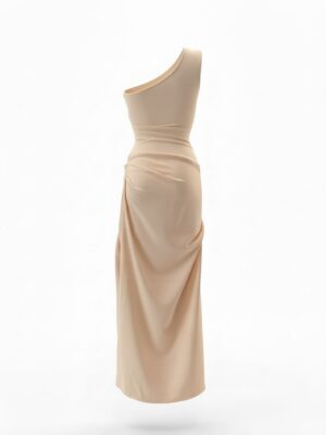 Alternative view of Vestido Asimétrico Satinado Beige