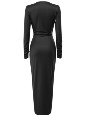 Alternative view of Vestido Escote Pronunciado Fruncido Negro