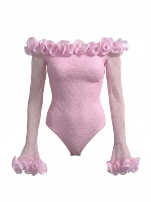 Body Encaje Flores Rosa