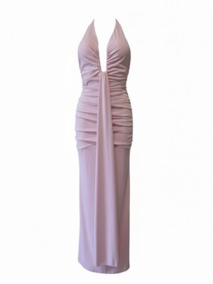 Alternative view of Vestido Espalda V Fruncido Rosa