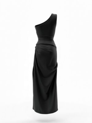 Alternative view of Vestido Asimétrico Satinado Negro