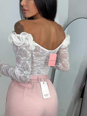 Alternative view of Body Encaje Flores Blanco