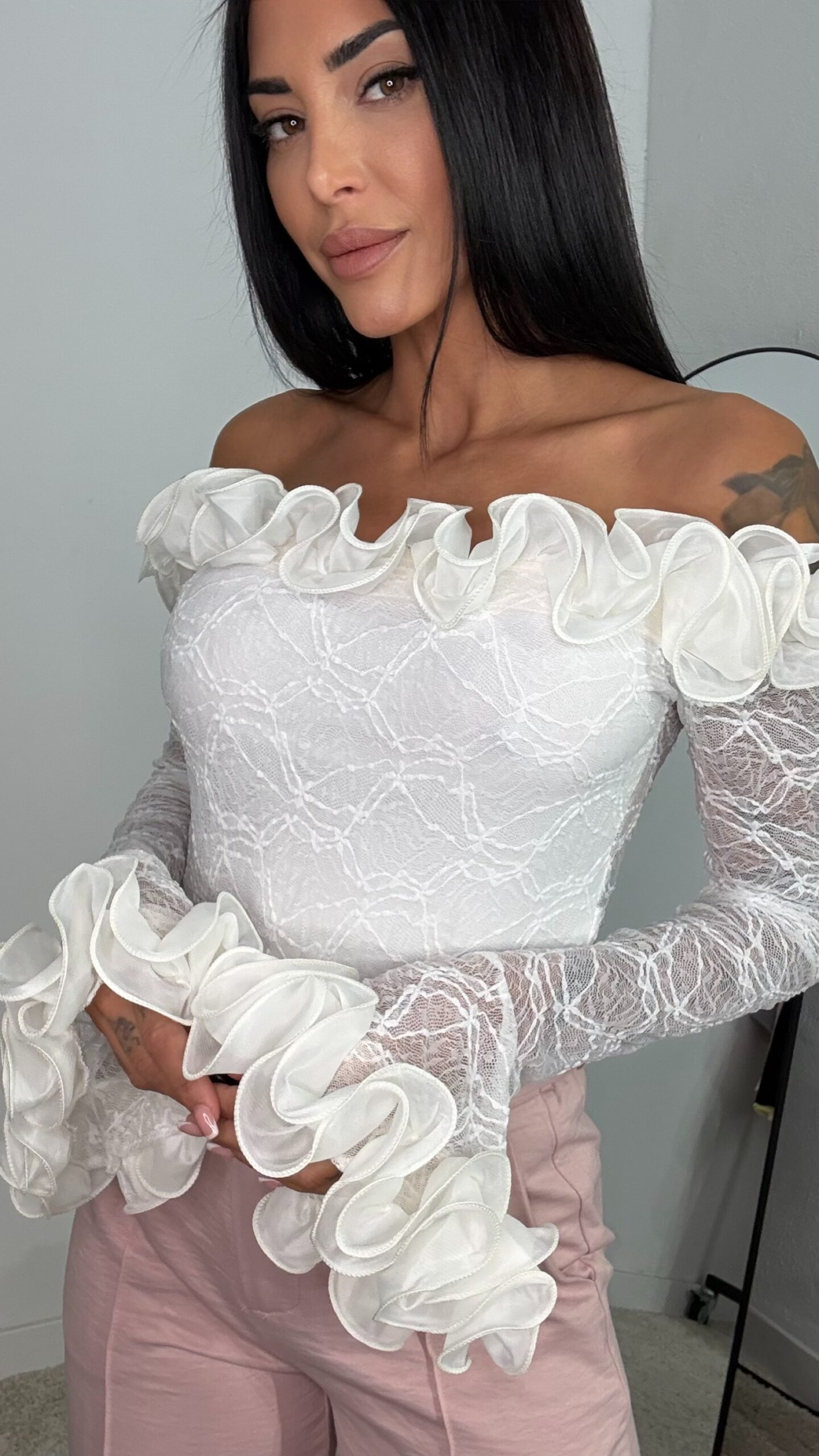 Body Encaje Flores Blanco - Imagen 3