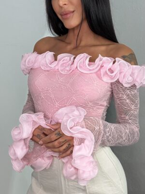 Alternative view of Body Encaje Flores Rosa