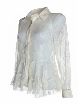 Camisa Encaje Blanco Roto