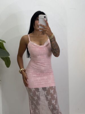 Vestido Empolvado Floral Rosa