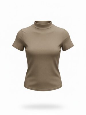 Camiseta Cuello Mock Taupe
