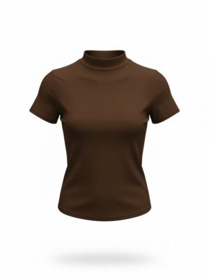 Camiseta Cuello Mock Chocolate