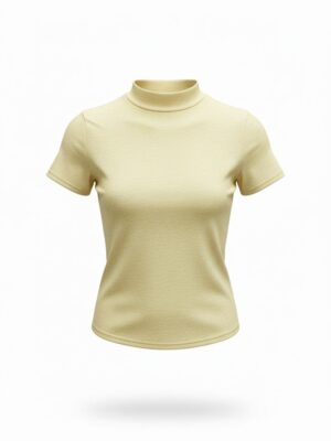 Camiseta Cuello Mock Amarillo
