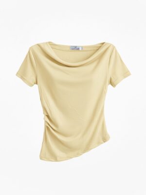 Camiseta Asimétrica Hombro Amarilla