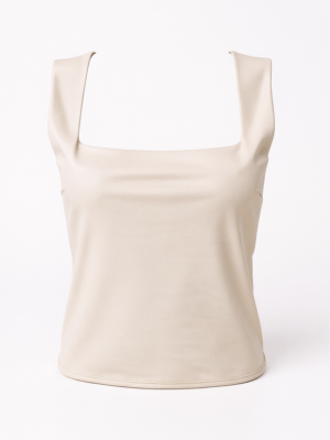 Camiseta Escote Cuadrado Beige