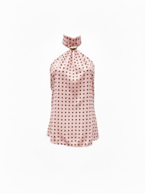 Blusa Detall Lunares Rosa y Chocolate