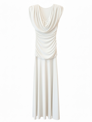 Vestido Escote Cascada Blanco