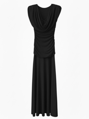 Vestido Escote Cascada Negro