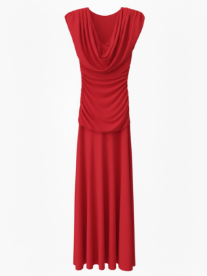 Vestido Escote Cascada Rojo