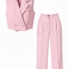 Conjunto Chaleco Crop Rosa