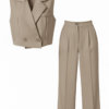 Conjunto Chaleco Crop Taupe