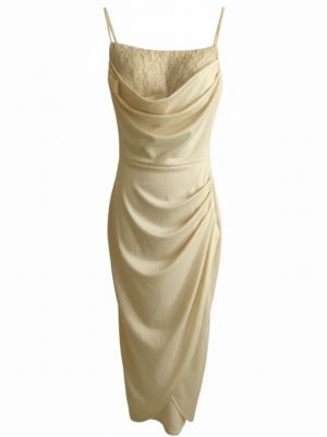 Vestido Midi Fruncido Amarillo