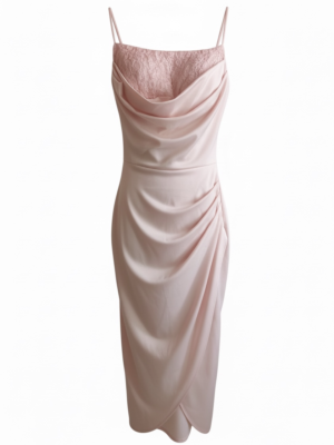 Vestido Midi Fruncido Rosa