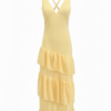 Vestido Largo Volantes Amarillo
