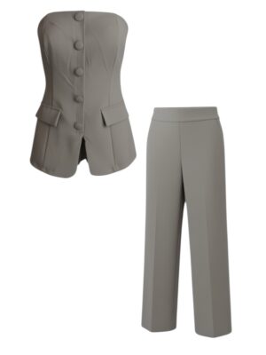 Traje Palabra De Honor Gris