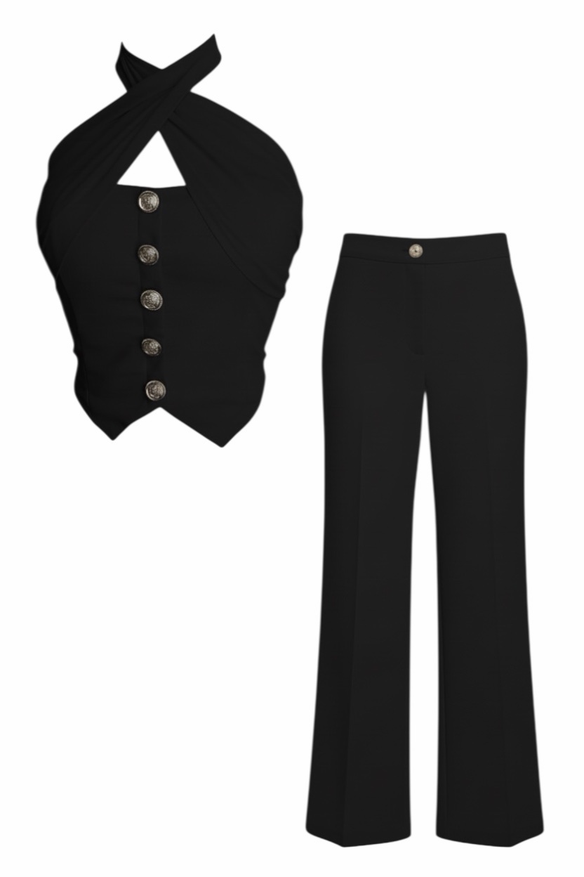 Conjunto Halter Botón Negro - Imagen 2