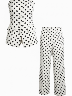 Traje Palabra de Honor Lunares Blanco y Negro