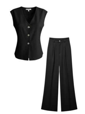 Conjunto Chaleco Botón Negro