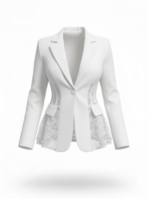 Blazer Entallada Encaje Blanca