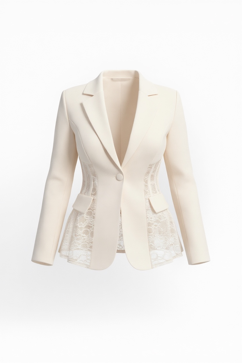 Blazer Entallada Encaje Blanco Roto - Imagen 3