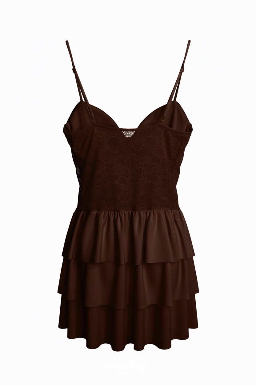 Vestido/Mono Encaje Volantes Chocolate - Imagen 2