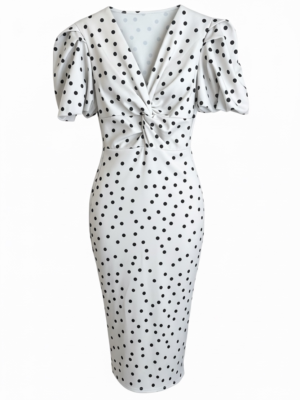 Vestido Midi Lunares Blanco y Negro
