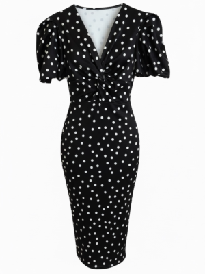 Vestido Midi Lunares Negro y Blanco