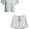 Conjunto Lunares Doble Raya Corto Blanco y Negro
