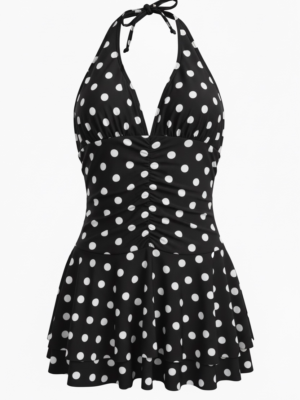 Alternative view of Vestido Volantes Corto Lunares Negro y  Blanco