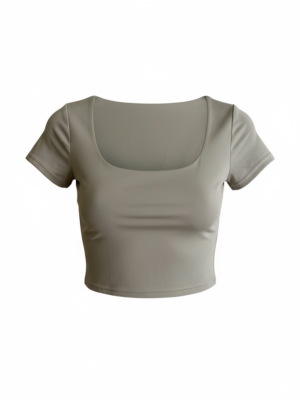 Camiseta Crop Licra Taupe