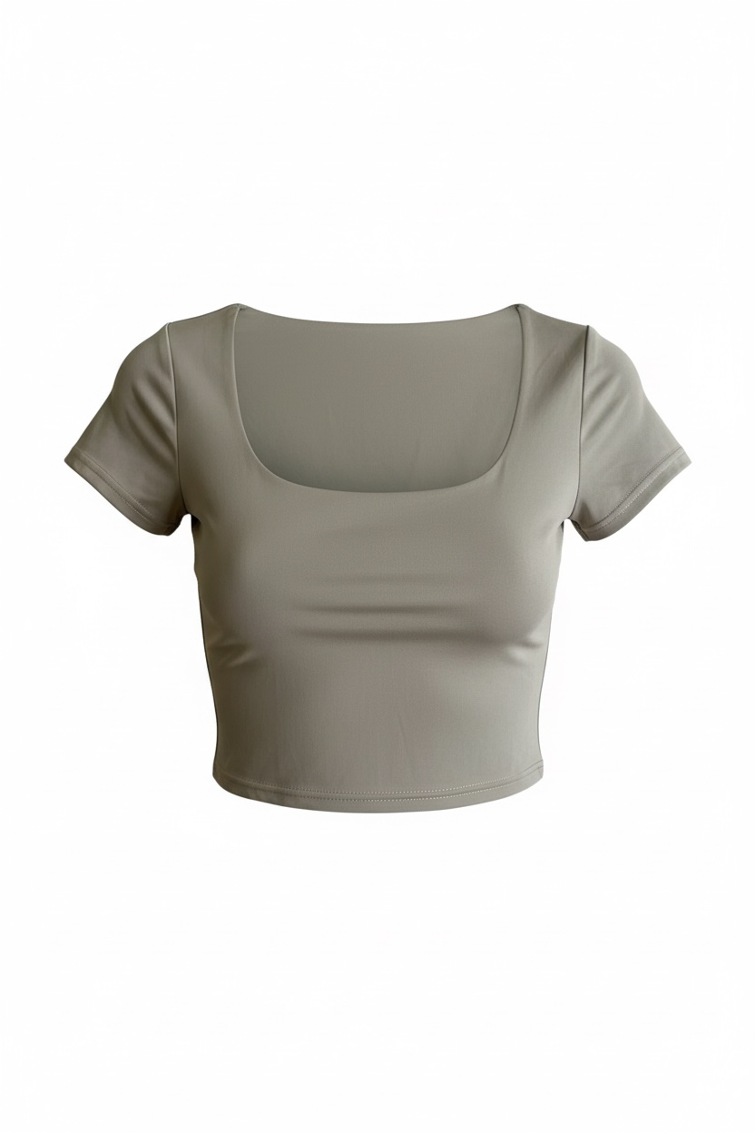 Camiseta Crop Licra Taupe