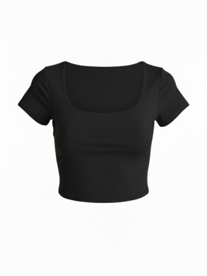 Camiseta Crop Licra Negra