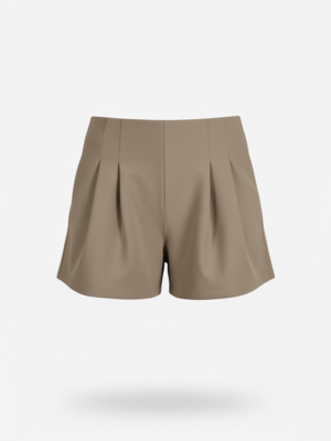 Pantalón Chándal Pliegues Corto Taupe