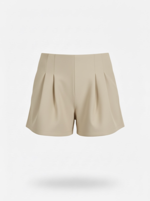 Pantalón Chándal Pliegues Corto Beige