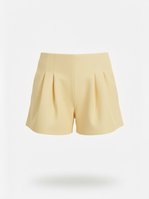 Pantalón Chándal Pliegues Corto Amarillo