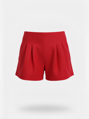 Pantalón Chándal Pliegues Corto Rojo