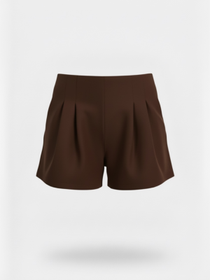 Pantalón Chándal Pliegues Corto Chocolate