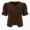 Blazer Manga Abullonada Chocolate
