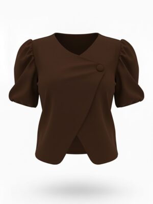Blazer Manga Abullonada Chocolate