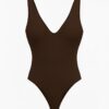 Body Licra Escote V Chocolate