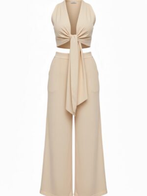 Conjunto Chaleco Nudo Beige