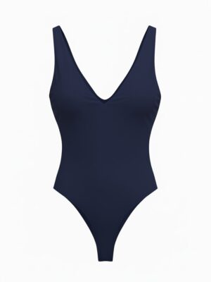 Body licra Escote V Azul Marino